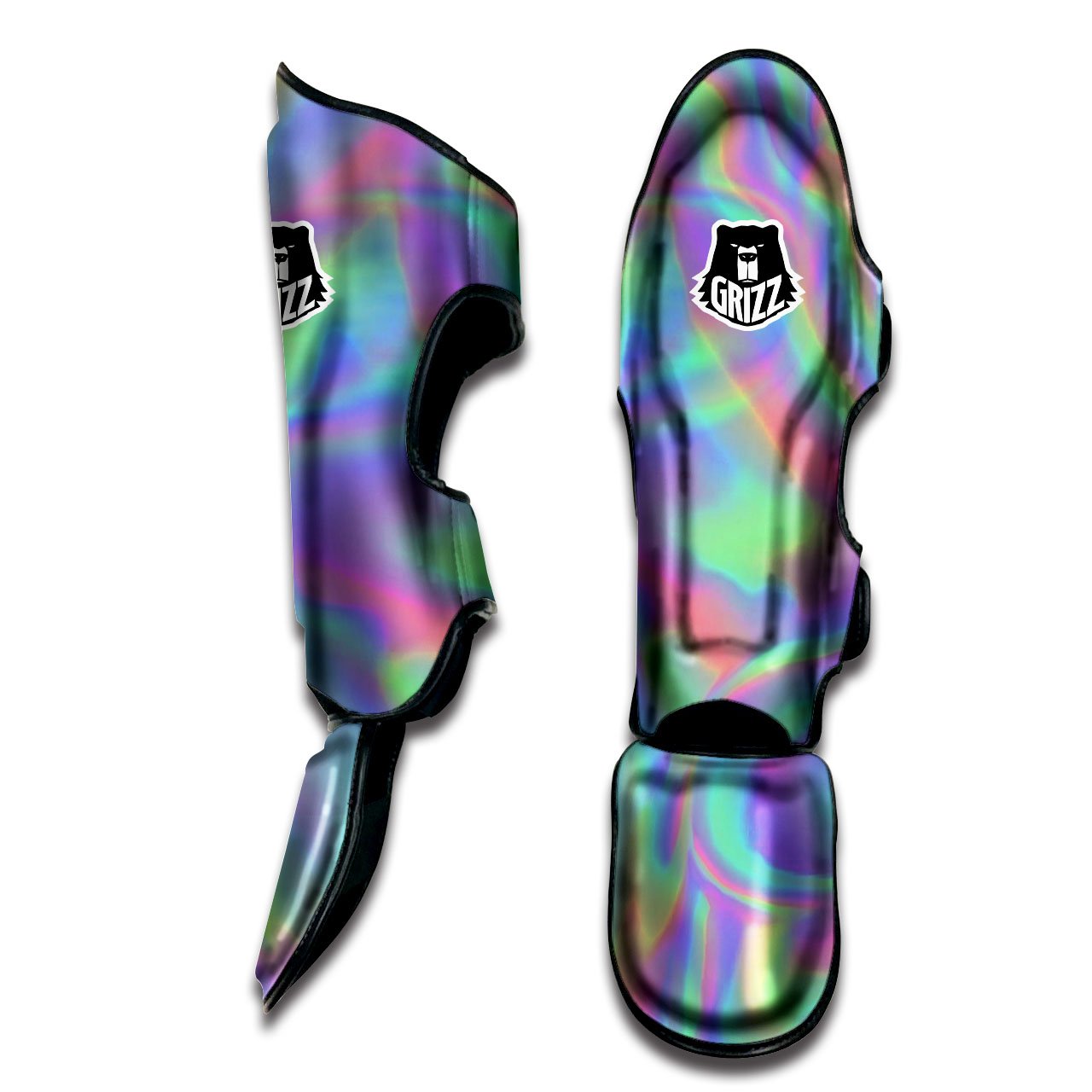 Trippy Psychedelic Holographic Print Muay Thai Shin Guards-grizzshop