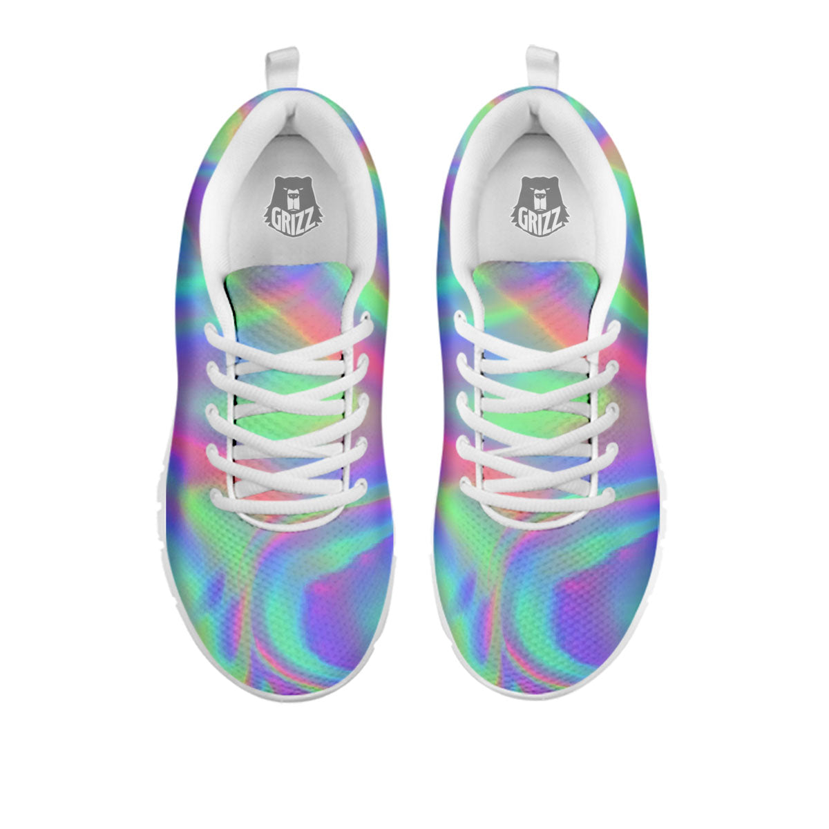 Trippy Psychedelic Holographic Print White Sneaker-grizzshop