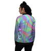 Trippy Psychedelic Holographic Print Women's Bomber Jacket-grizzshop