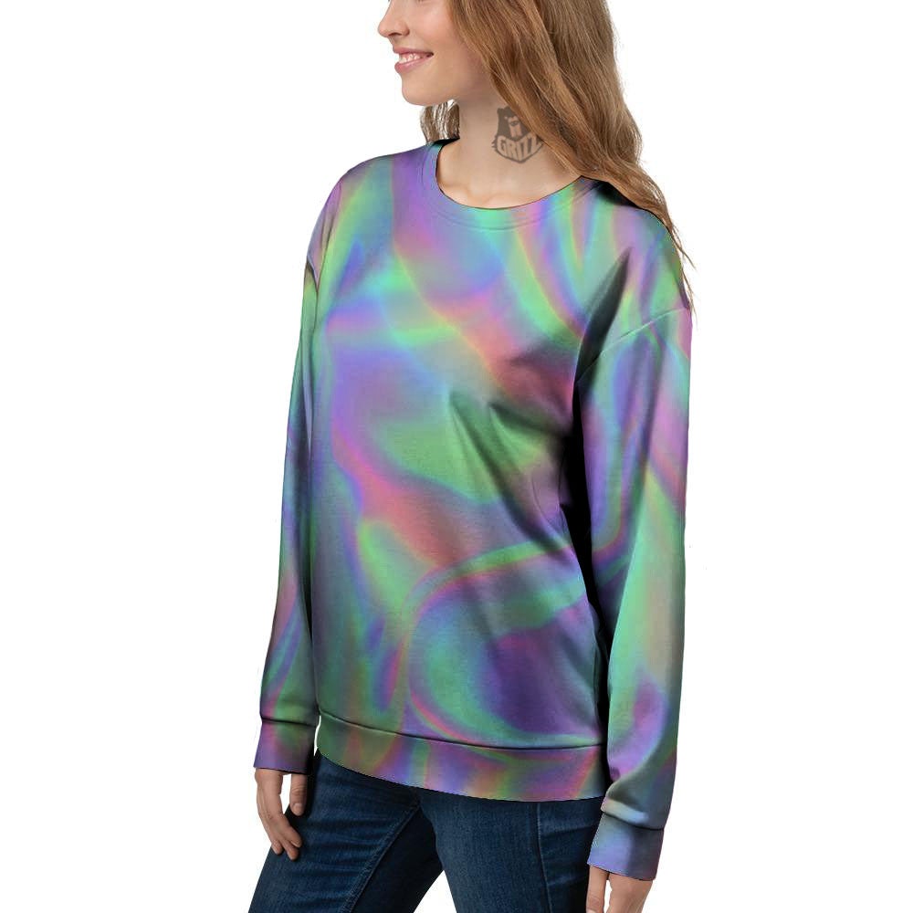 Trippy Psychedelic Holographic Print Women's Sweatshirt-grizzshop