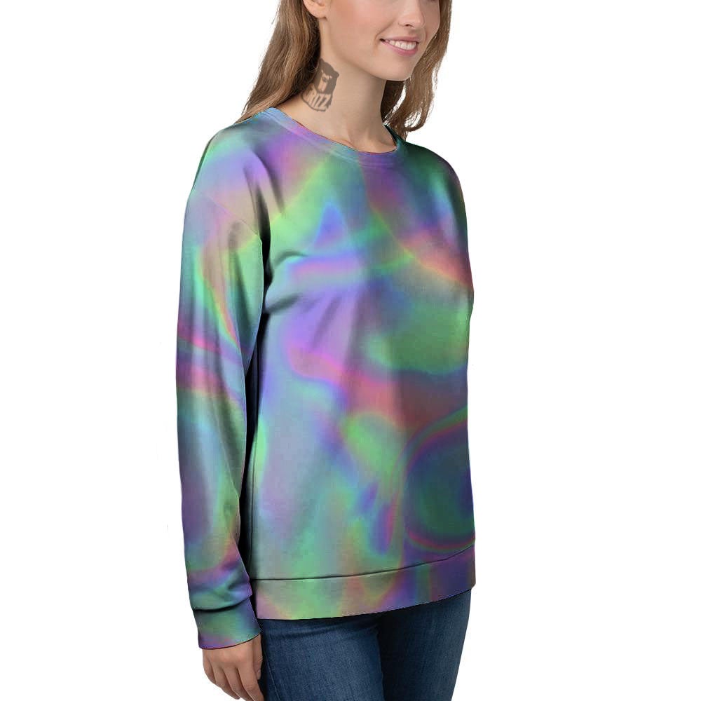 Trippy Psychedelic Holographic Print Women's Sweatshirt-grizzshop