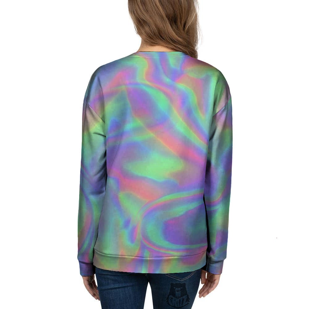 Trippy Psychedelic Holographic Print Women's Sweatshirt-grizzshop