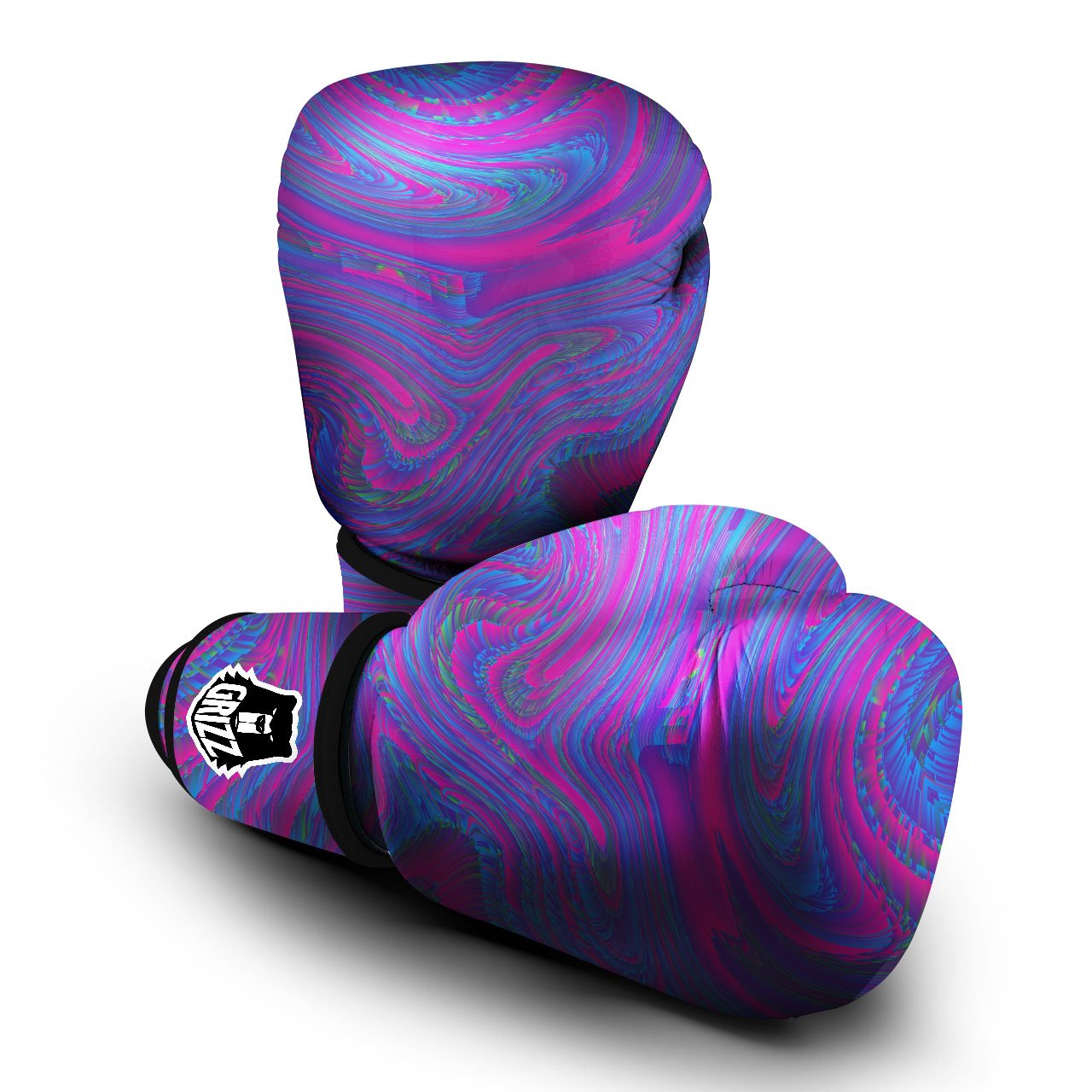 Trippy Psychedelic Purple Print Boxing Gloves-grizzshop