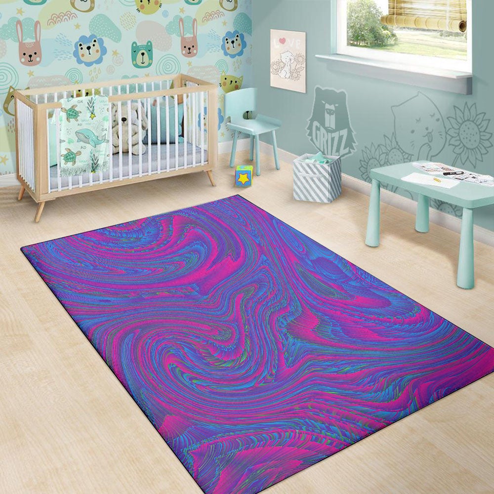 Trippy Psychedelic Purple Print Floor Mat-grizzshop