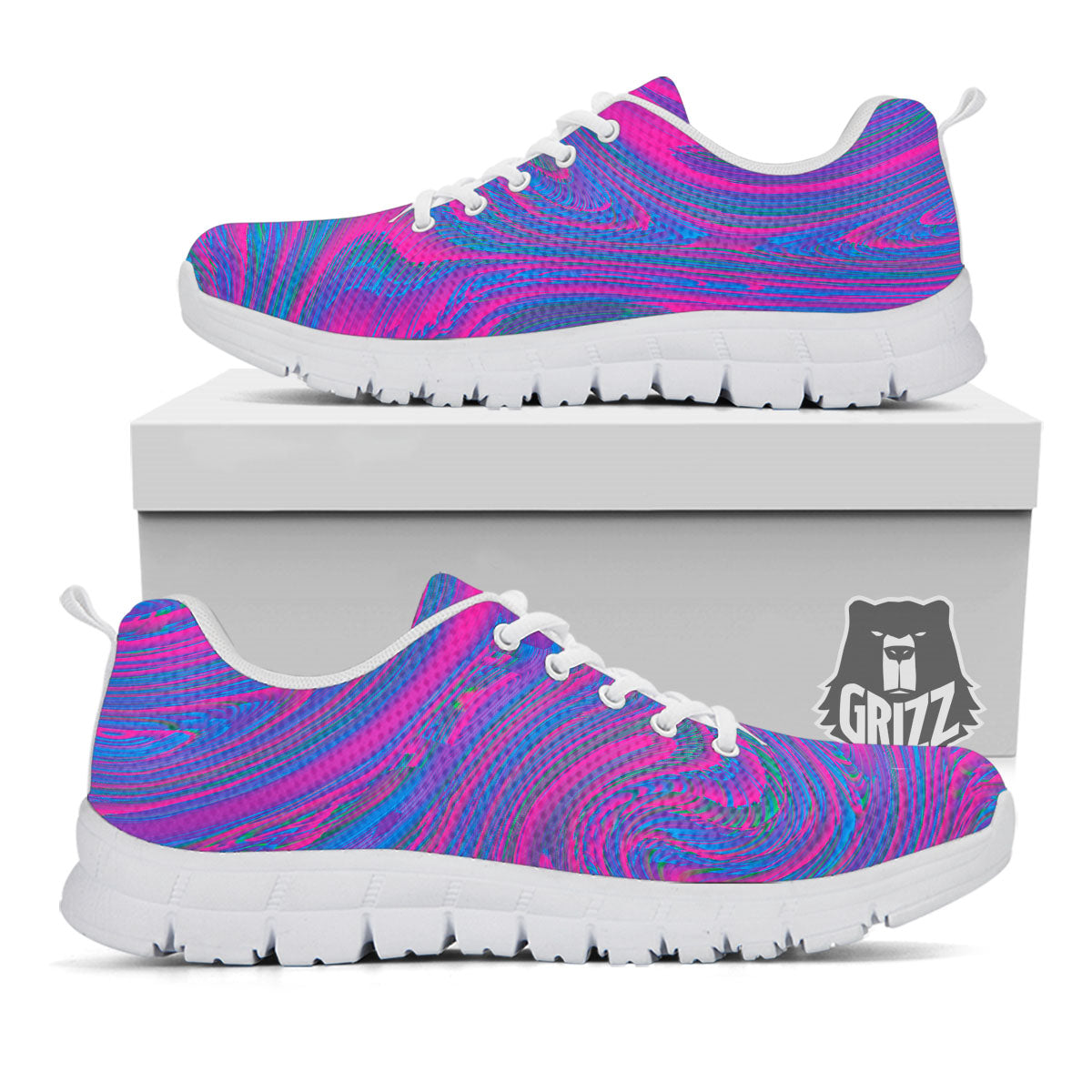 Trippy Psychedelic Purple Print White Sneaker-grizzshop