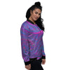 Trippy Psychedelic Purple Print Women's Bomber Jacket-grizzshop