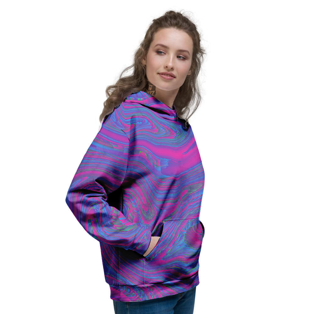 Trippy Psychedelic Purple Print Women's Hoodie-grizzshop