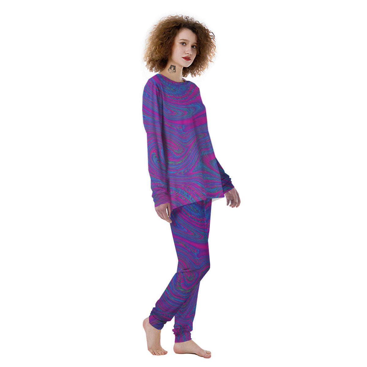 Trippy Psychedelic Purple Print Women's Pajamas-grizzshop