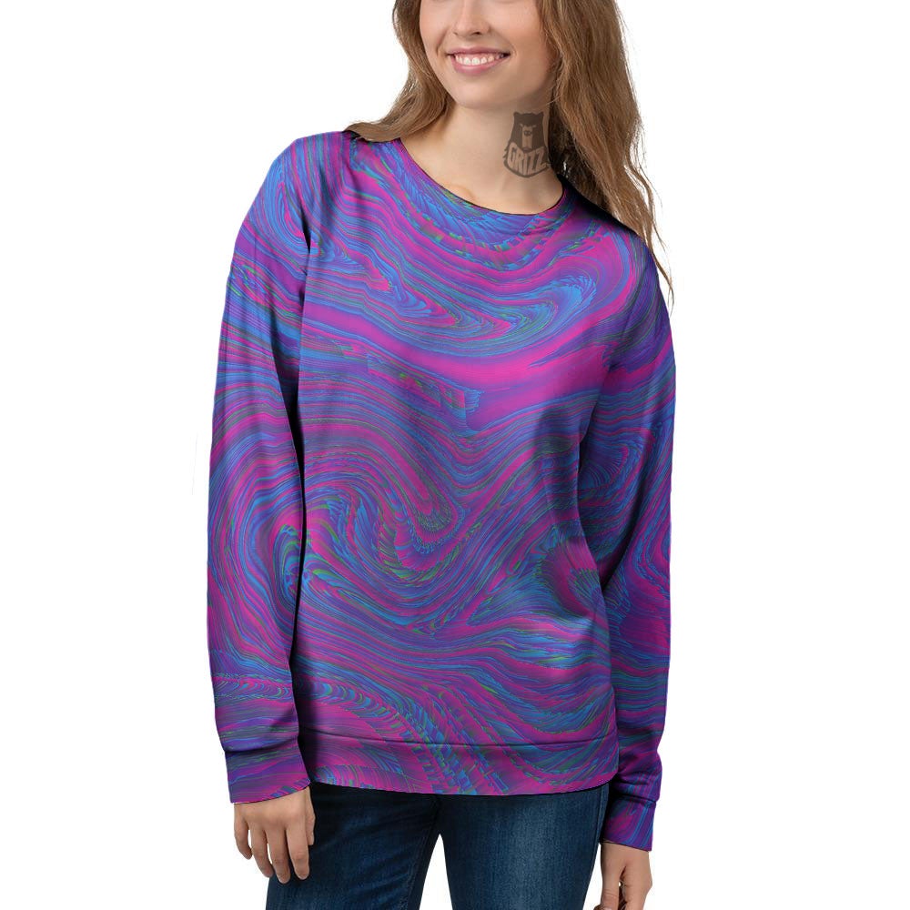 Trippy Psychedelic Purple Print Women's Sweatshirt-grizzshop