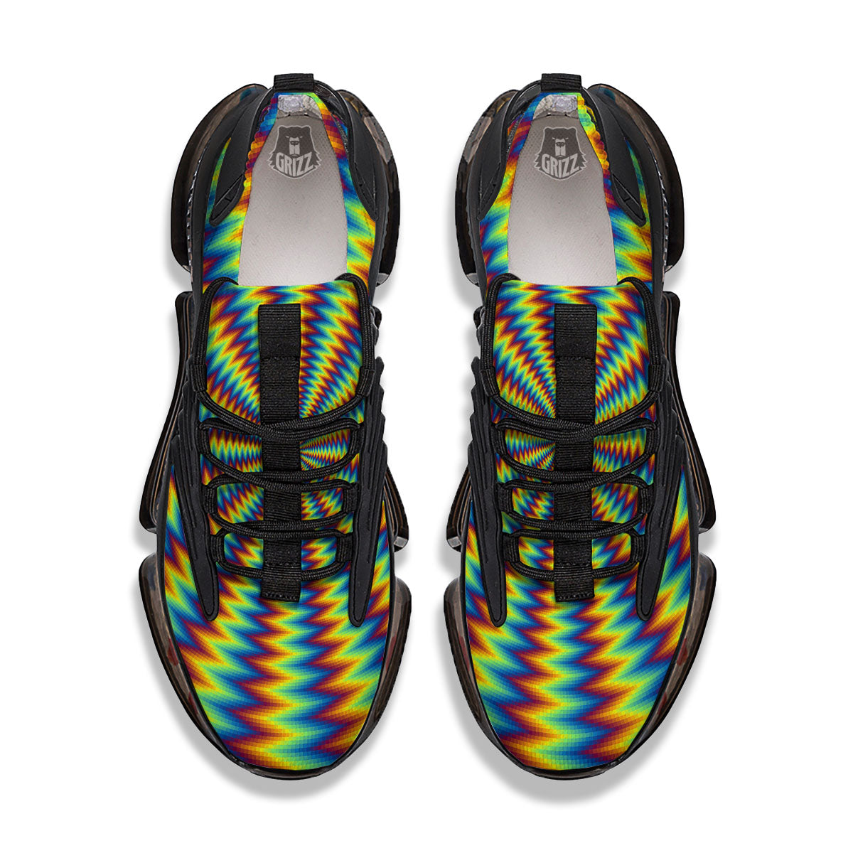 Trippy Psychedelic Rainbow Print Black Gym Shoes-grizzshop