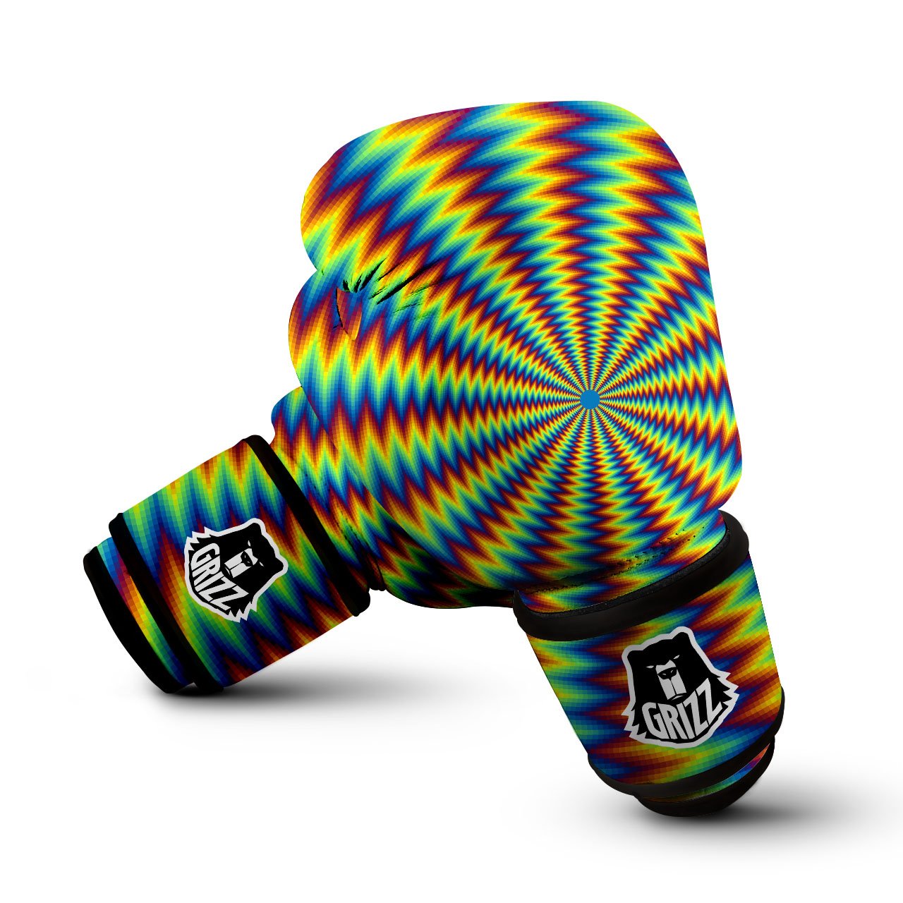 Trippy Psychedelic Rainbow Print Boxing Gloves-grizzshop