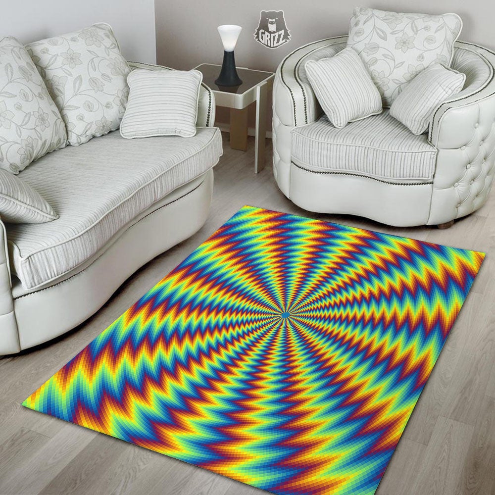 Trippy Psychedelic Rainbow Print Floor Mat-grizzshop