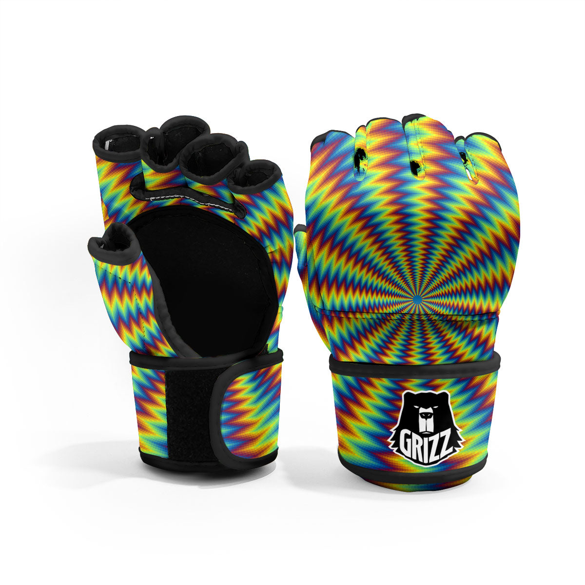 Trippy Psychedelic Rainbow Print MMA Gloves-grizzshop