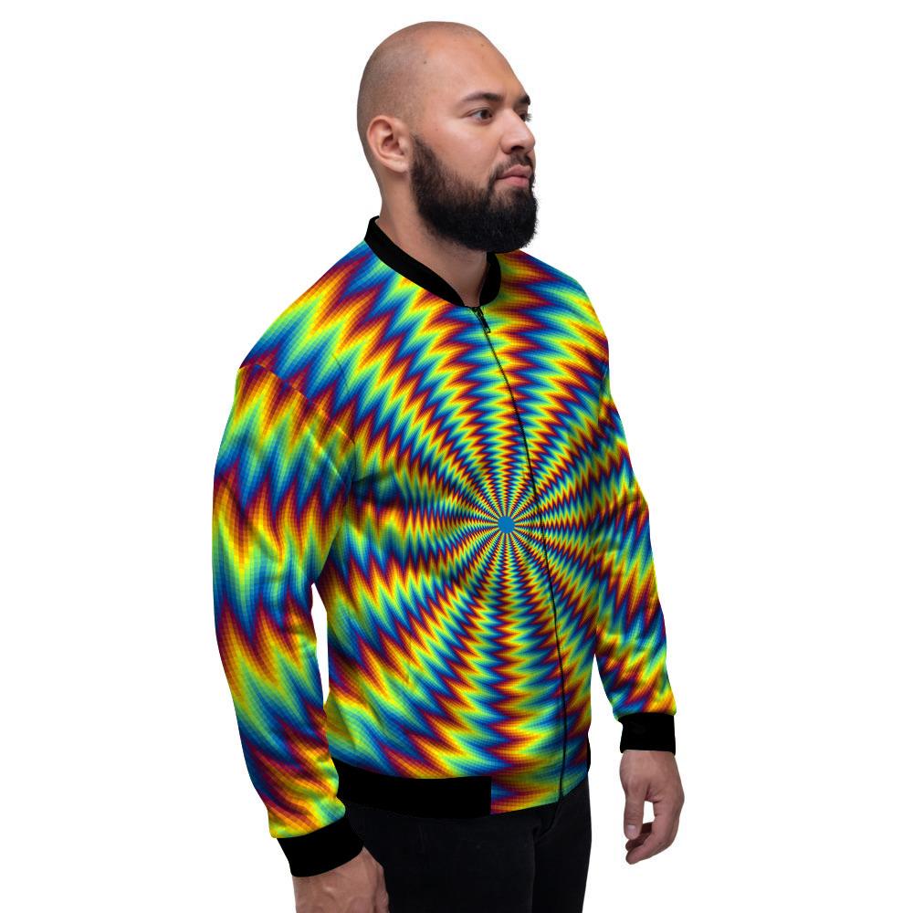 Trippy Psychedelic Rainbow Print Men's Bomber Jacket-grizzshop