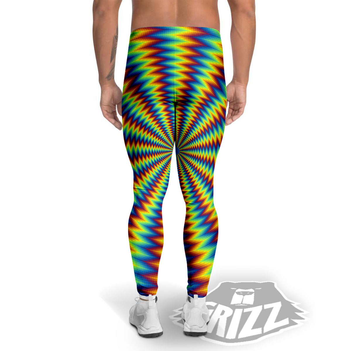 Trippy Psychedelic Rainbow Print Men's Leggings-grizzshop