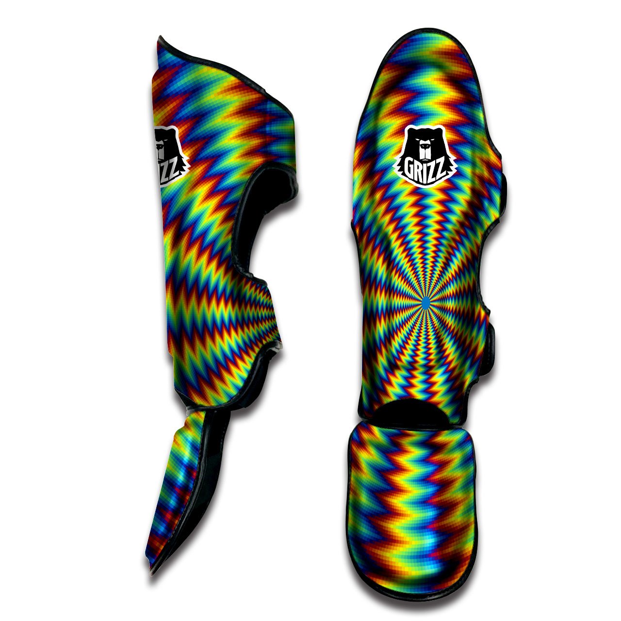 Trippy Psychedelic Rainbow Print Muay Thai Shin Guards-grizzshop