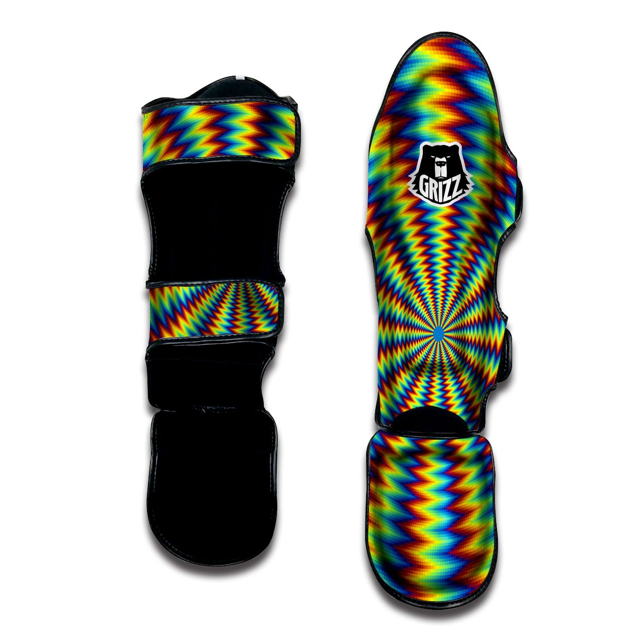 Trippy Psychedelic Rainbow Print Muay Thai Shin Guards-grizzshop
