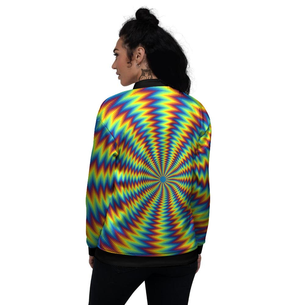 Trippy Psychedelic Rainbow Print Women's Bomber Jacket-grizzshop