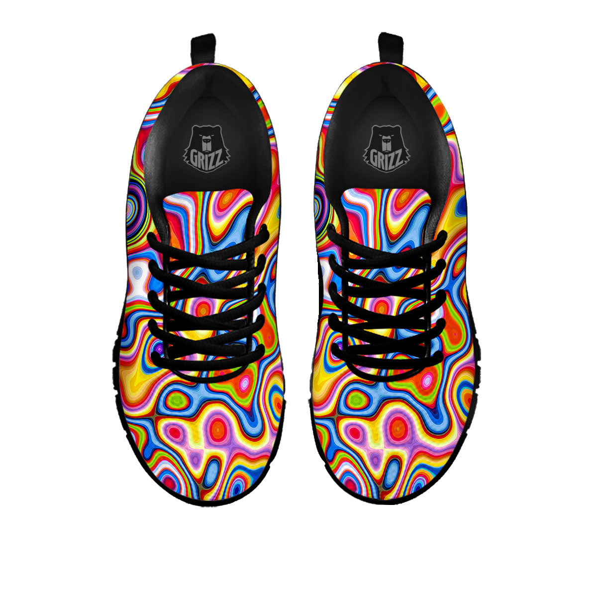 Trippy Rainbow Psychedelic Print Black Sneaker-grizzshop