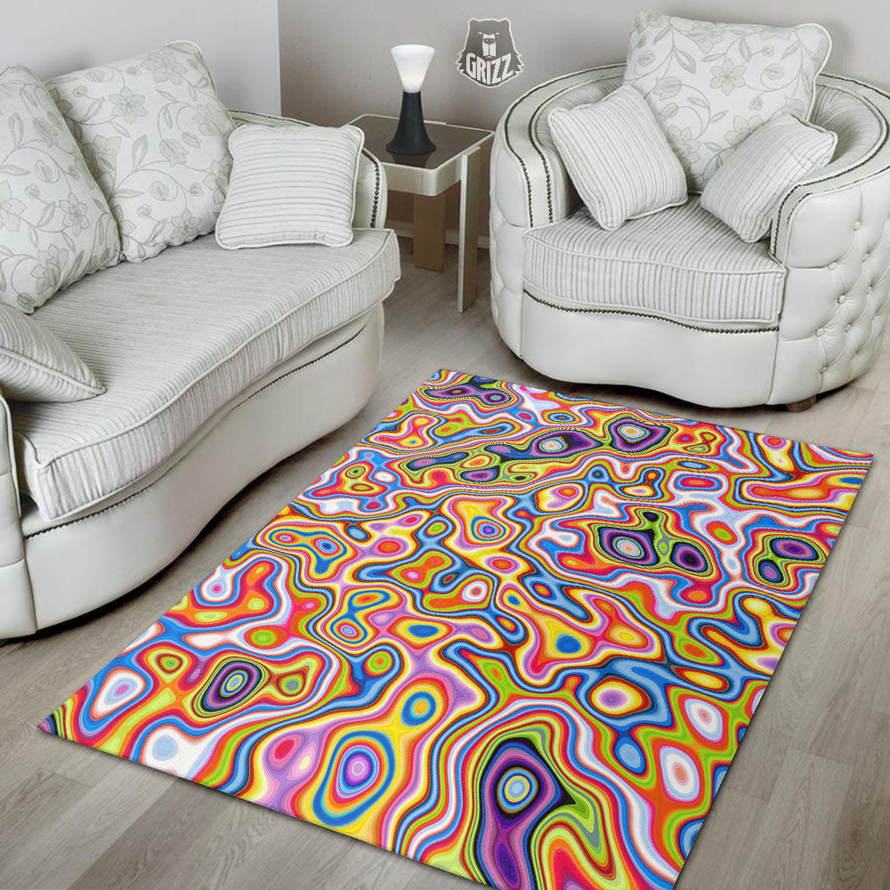 Trippy Rainbow Psychedelic Print Floor Mat-grizzshop