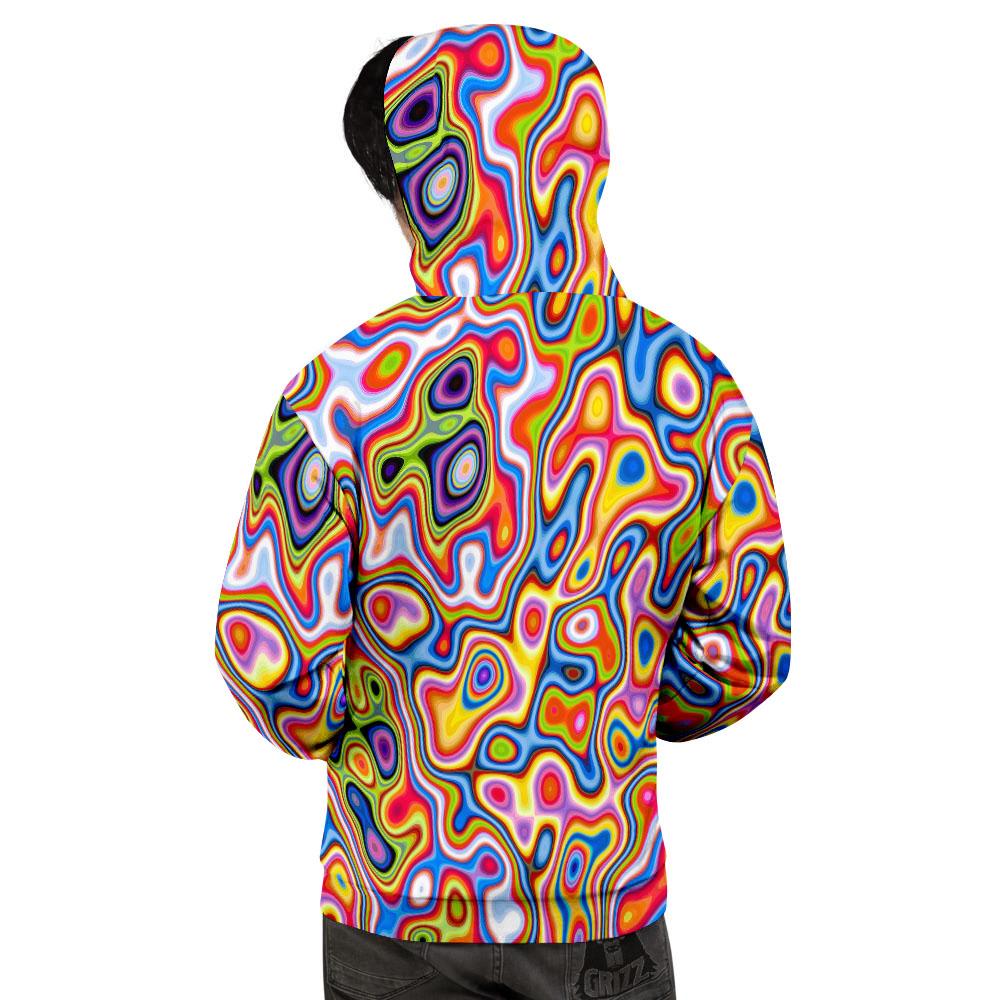 Trippy Rainbow Psychedelic Print Men's Hoodie-grizzshop