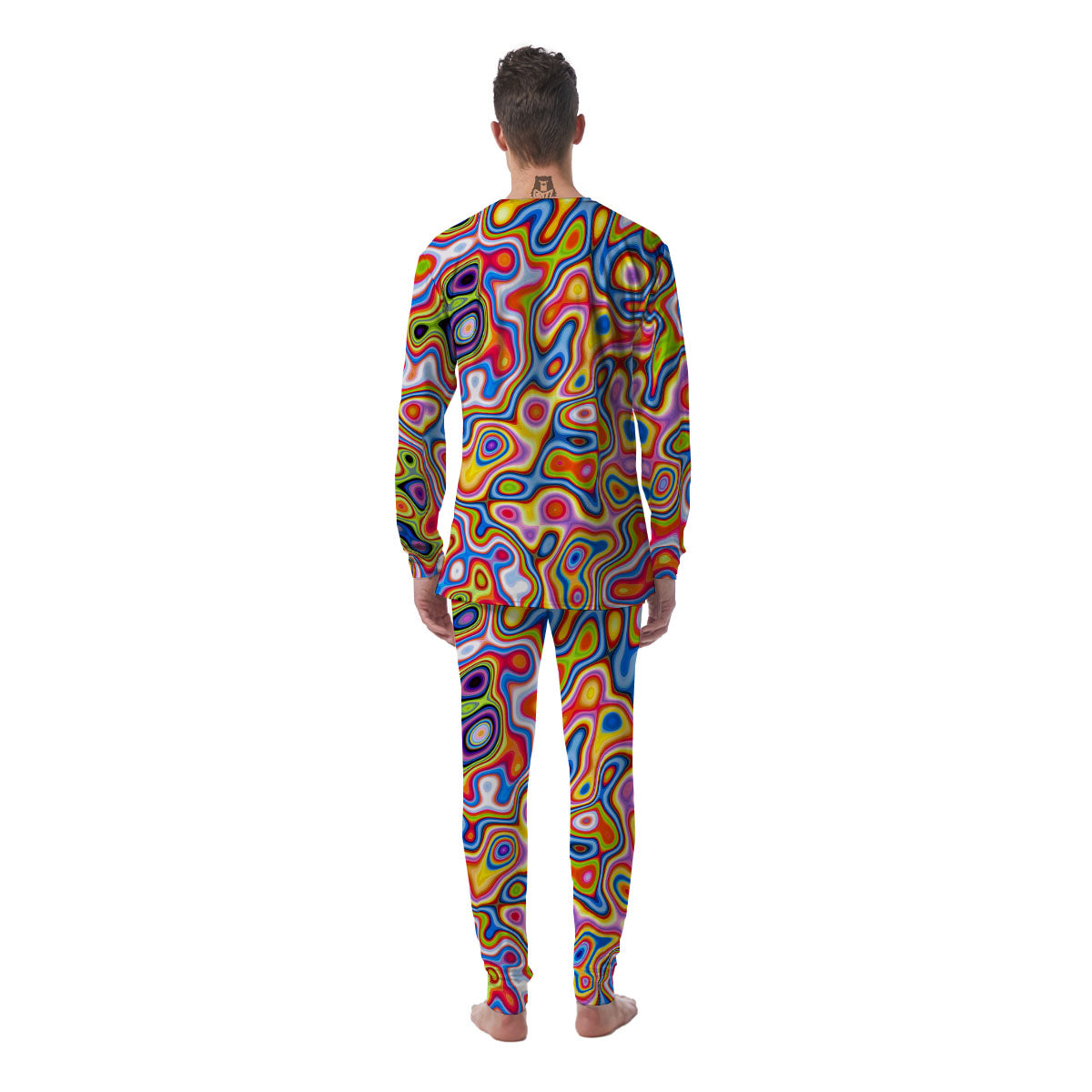 Trippy Rainbow Psychedelic Print Men's Pajamas-grizzshop