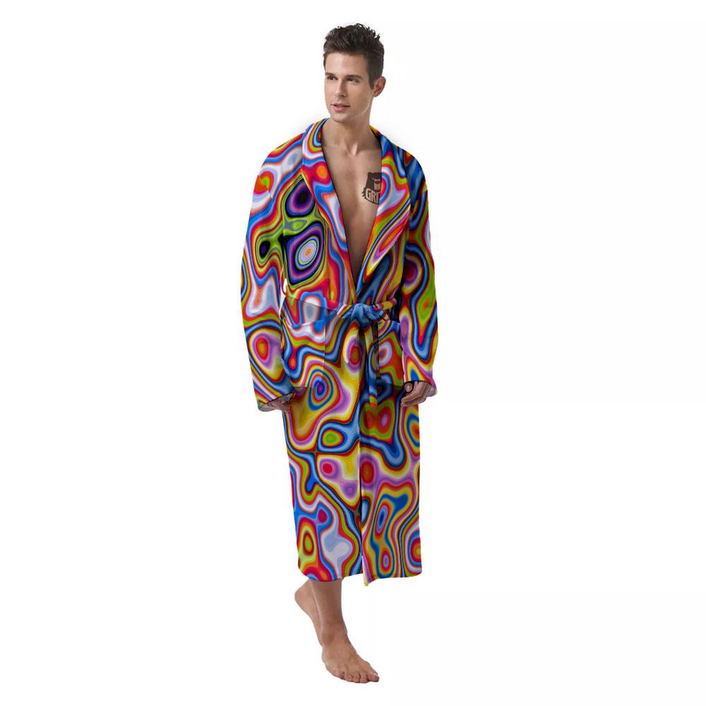 Trippy Rainbow Psychedelic Print Men's Robe-grizzshop