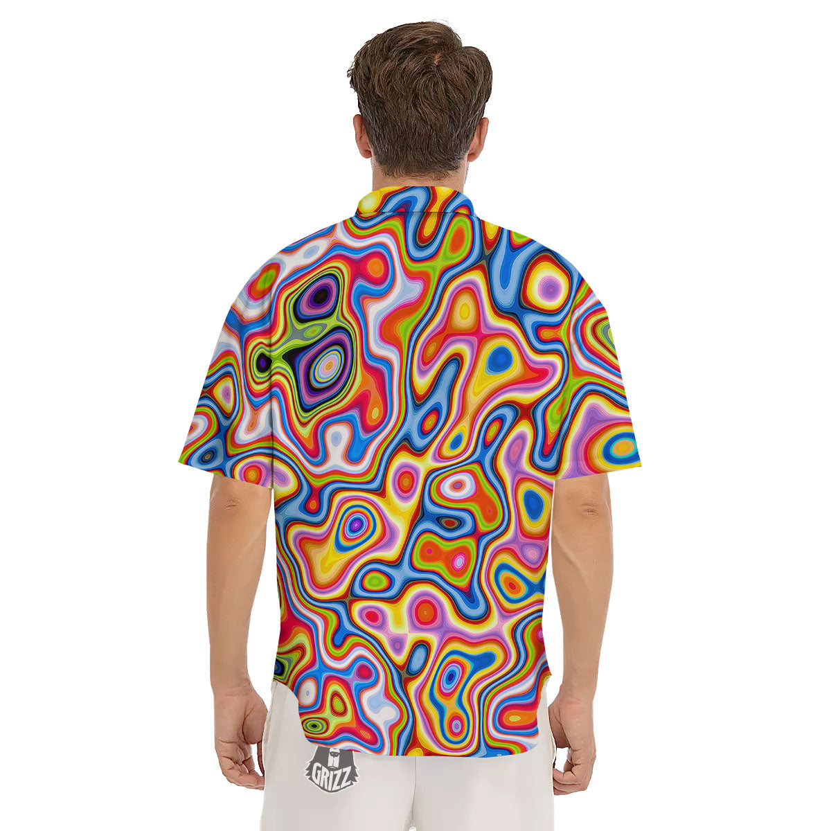 Trippy Rainbow Psychedelic Print Men's Short Sleeve Shirts-grizzshop