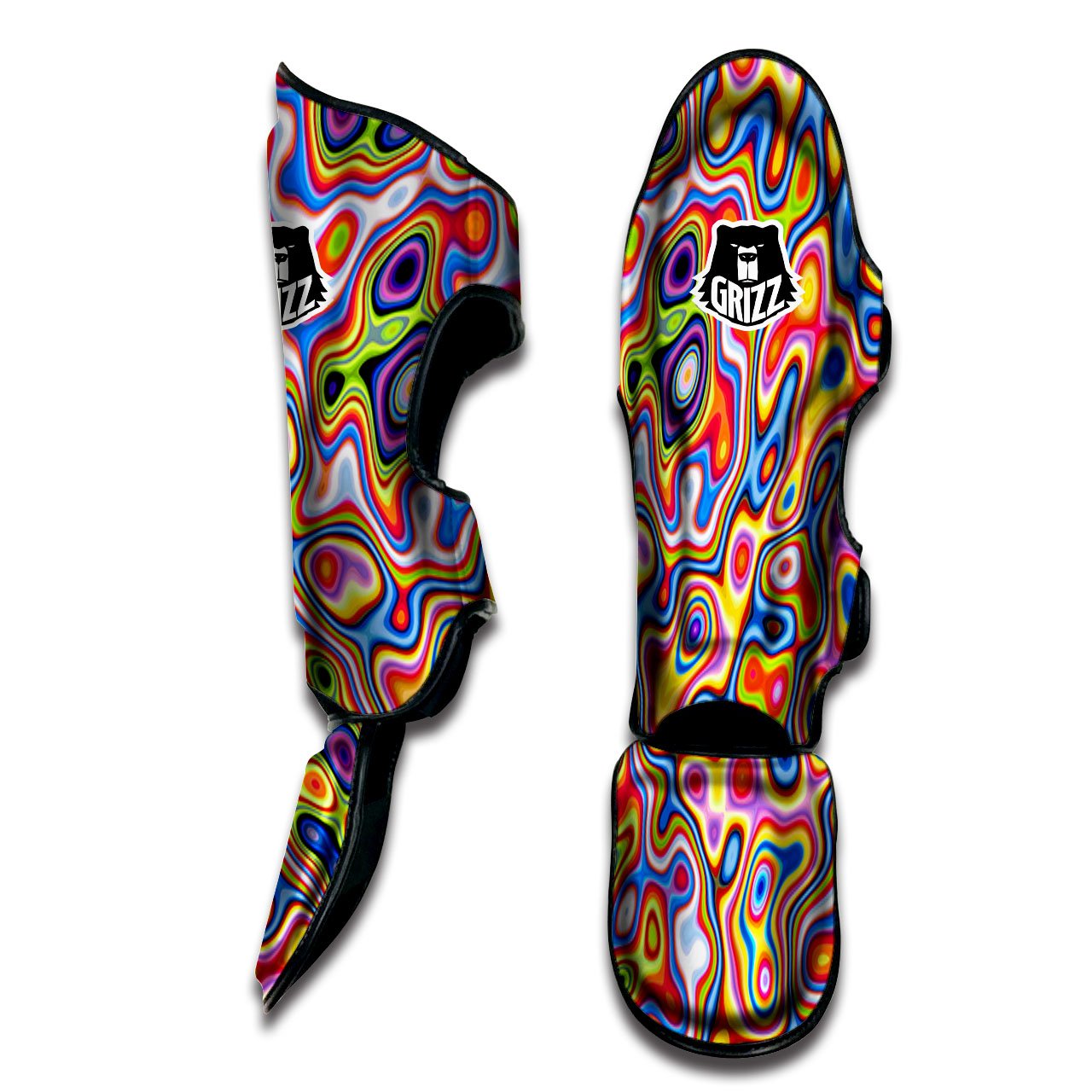 Trippy Rainbow Psychedelic Print Muay Thai Shin Guards-grizzshop