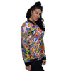 Trippy Rainbow Psychedelic Print Women's Bomber Jacket-grizzshop