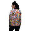 Trippy Rainbow Psychedelic Print Women's Bomber Jacket-grizzshop