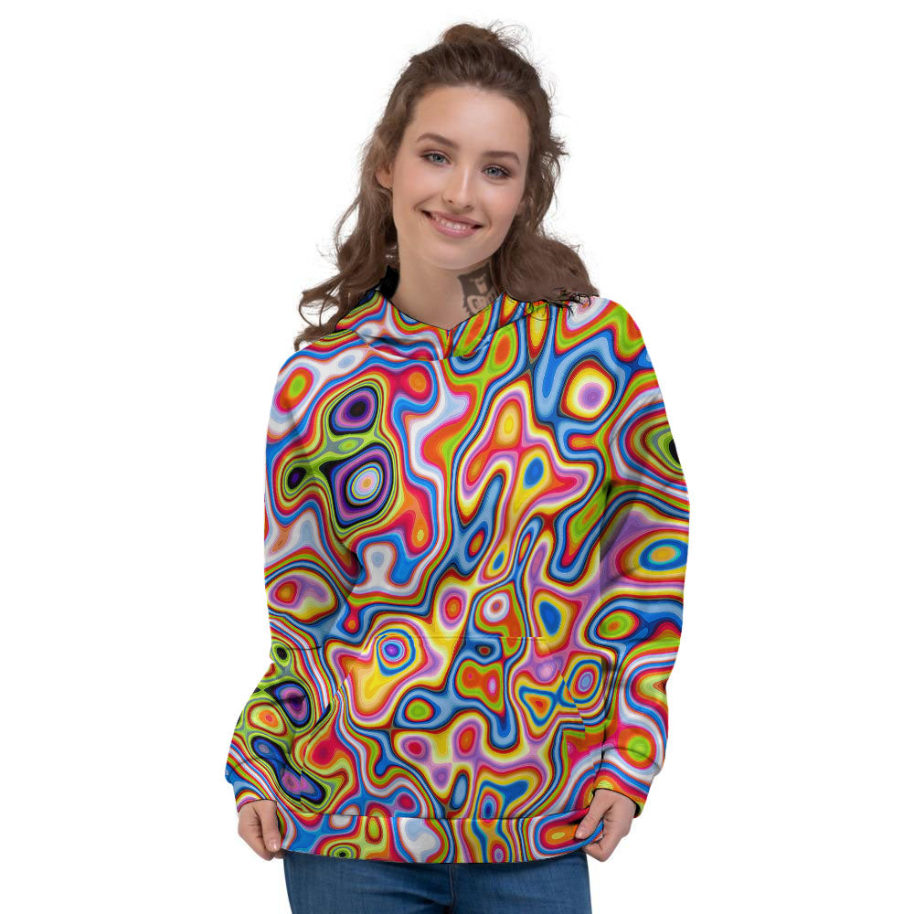 Trippy Rainbow Psychedelic Print Women's Hoodie-grizzshop