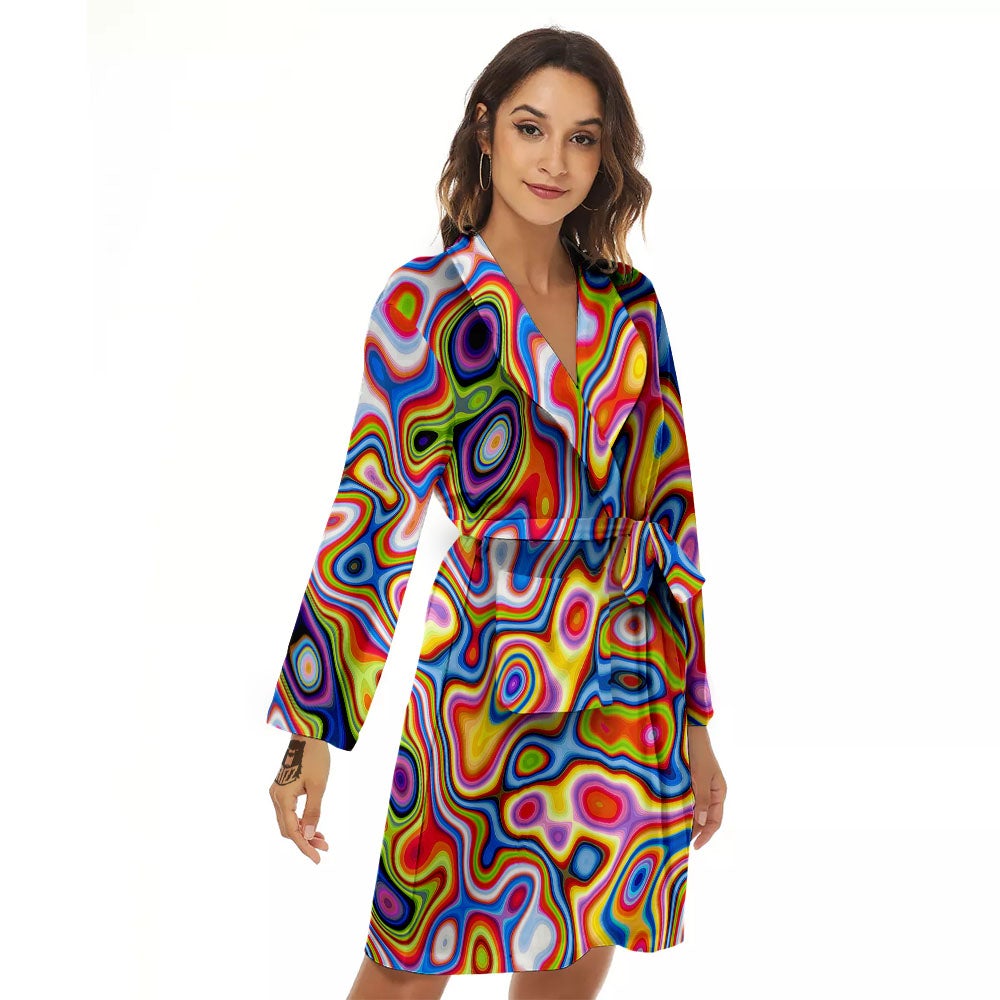 Trippy Rainbow Psychedelic Print Women's Robe-grizzshop