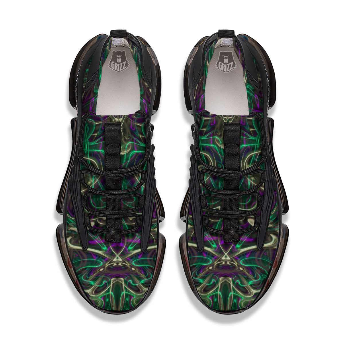 Trippy Smoke Psychedelic Print Black Gym Shoes-grizzshop