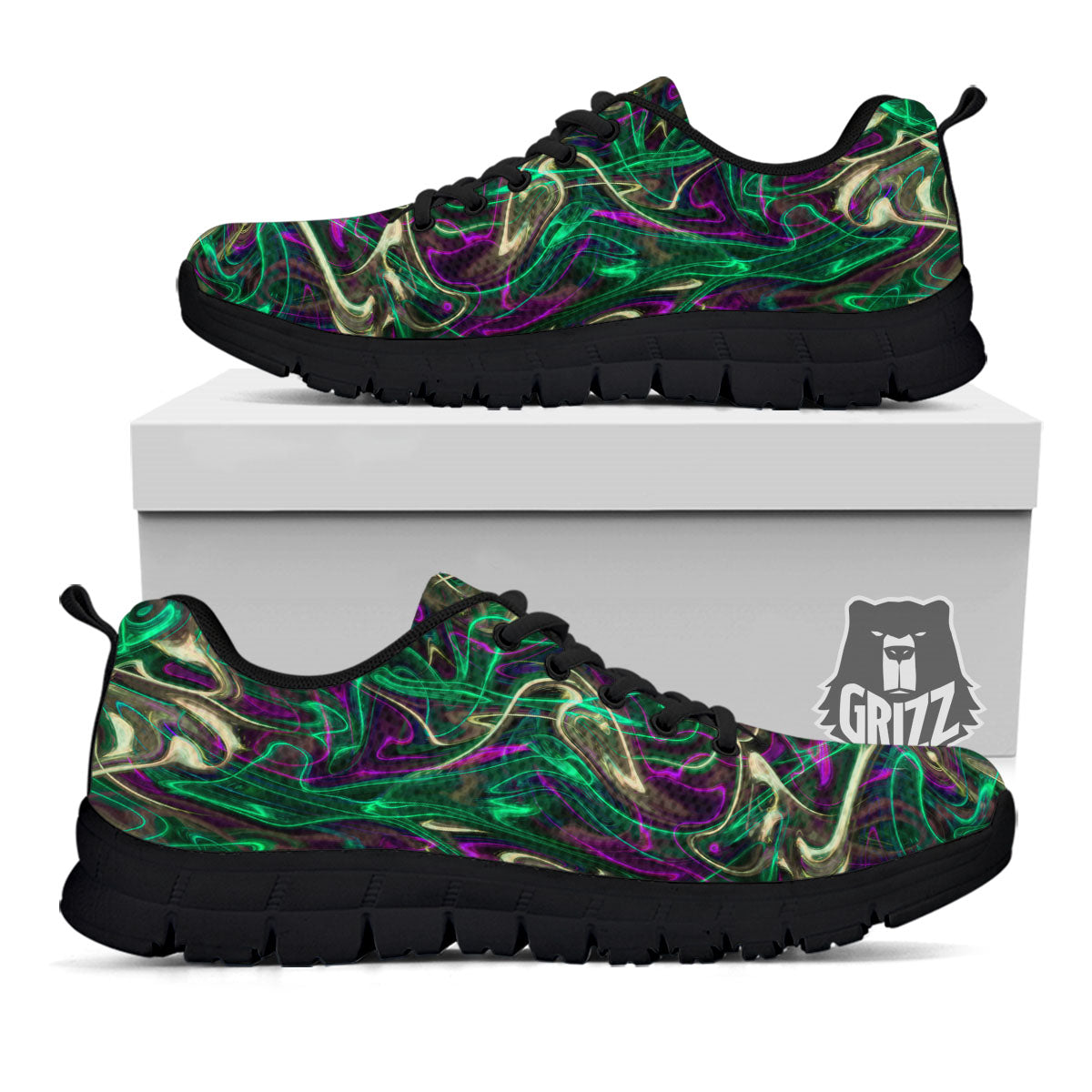 Trippy Smoke Psychedelic Print Black Sneaker-grizzshop