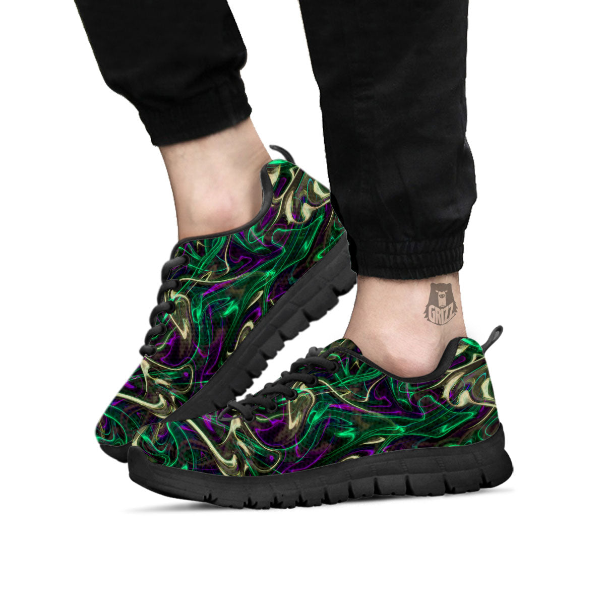 Trippy Smoke Psychedelic Print Black Sneaker-grizzshop