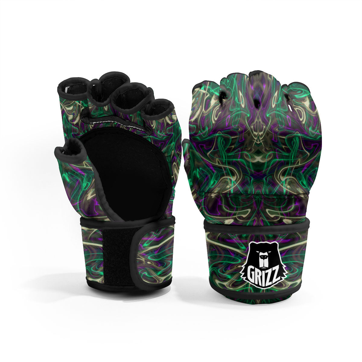 Trippy Smoke Psychedelic Print MMA Gloves-grizzshop