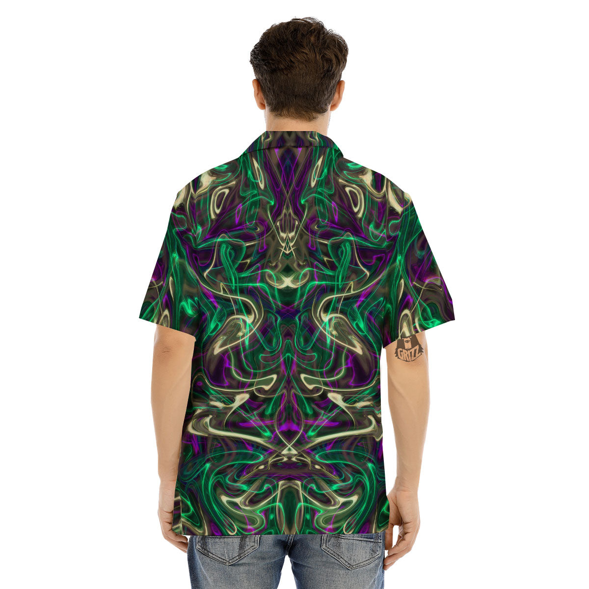 Trippy Smoke Psychedelic Print Men's Hawaiian Shirt-grizzshop