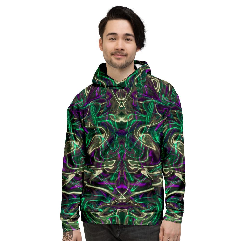 Trippy Smoke Psychedelic Print Men's Hoodie-grizzshop