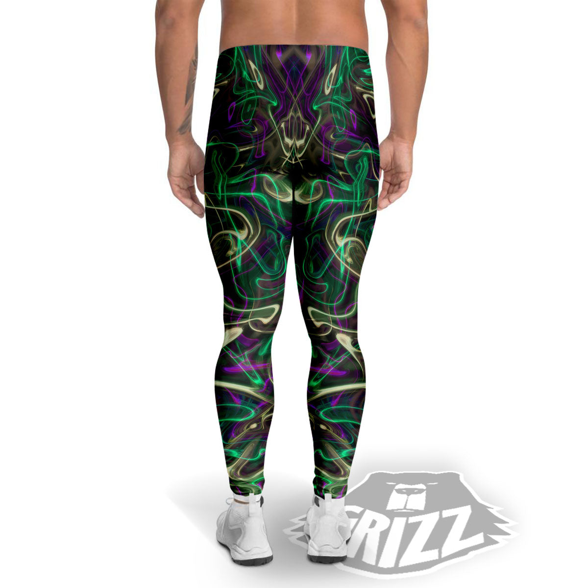 Trippy Smoke Psychedelic Print Men's Leggings-grizzshop