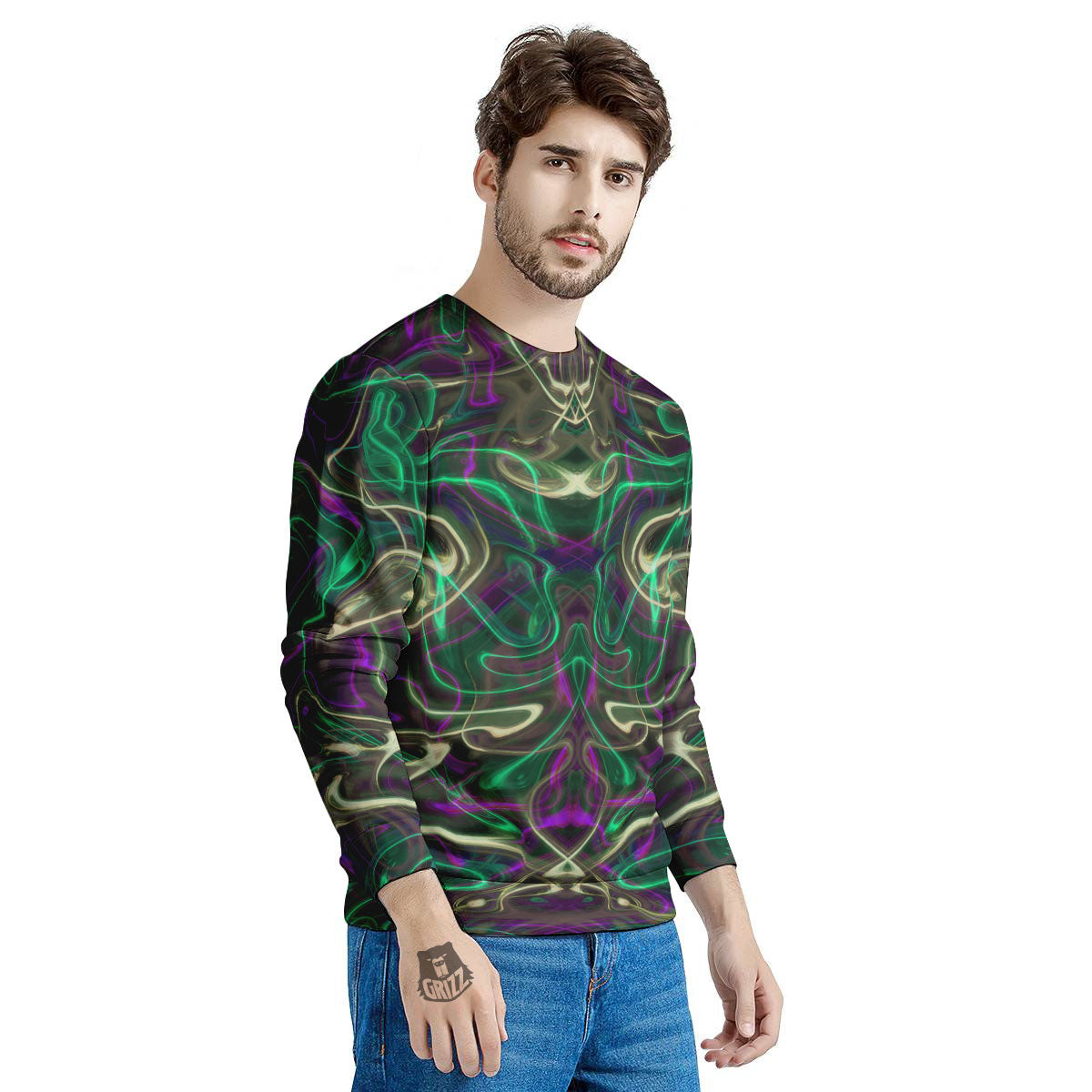 Trippy Smoke Psychedelic Print Men's Sweatshirt-grizzshop