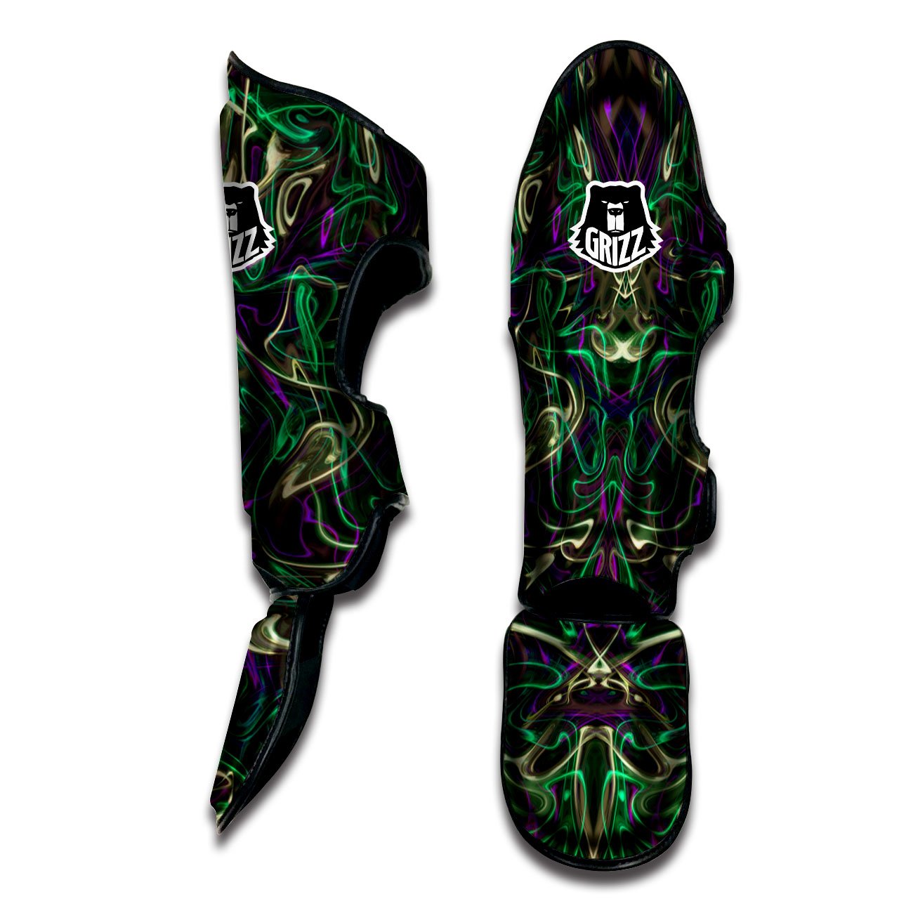Trippy Smoke Psychedelic Print Muay Thai Shin Guards-grizzshop