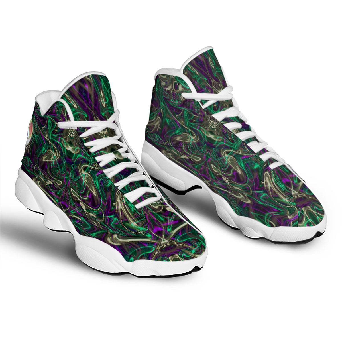 Trippy Smoke Psychedelic Print White Basketball Shoes-grizzshop