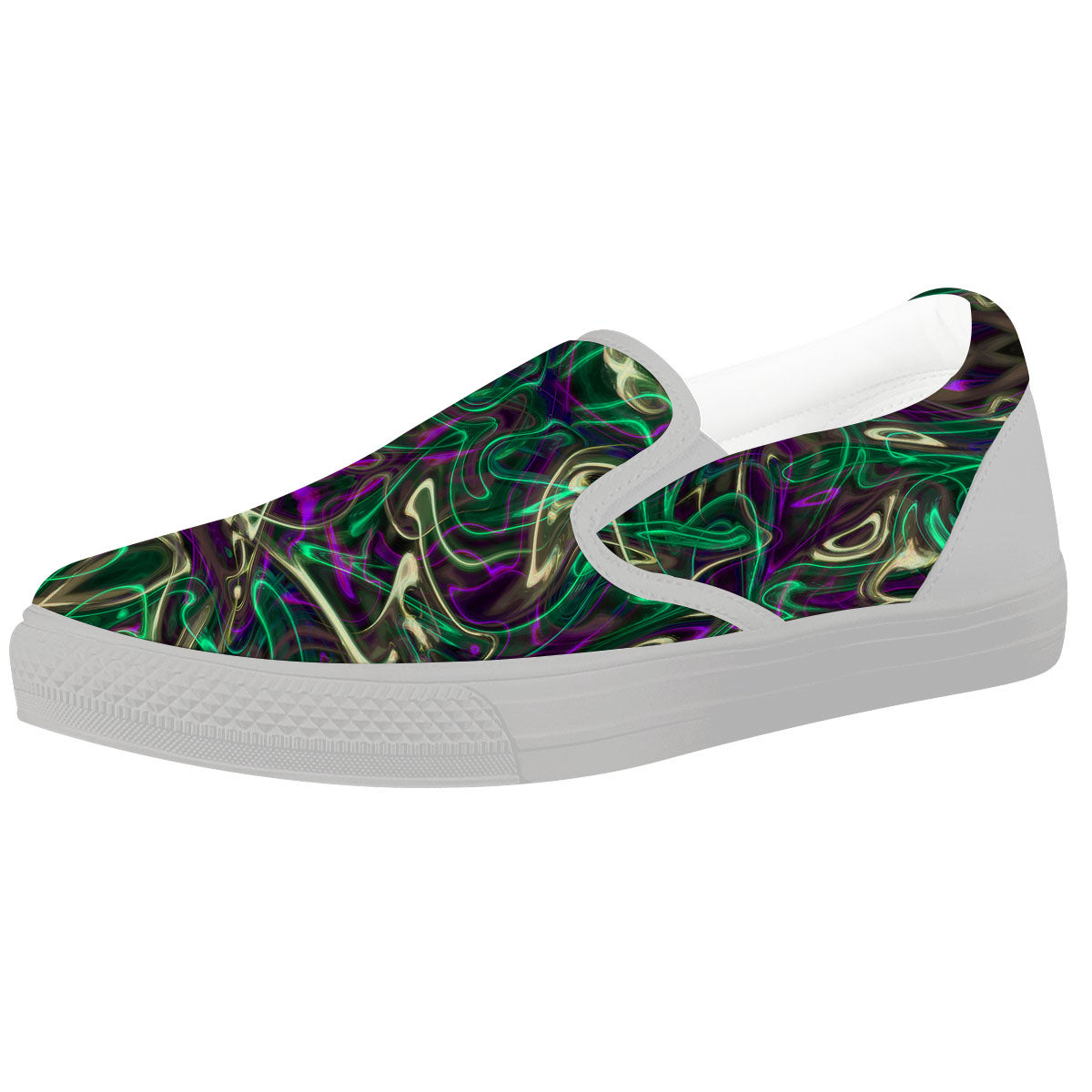Trippy Smoke Psychedelic Print White Slip On Shoes-grizzshop