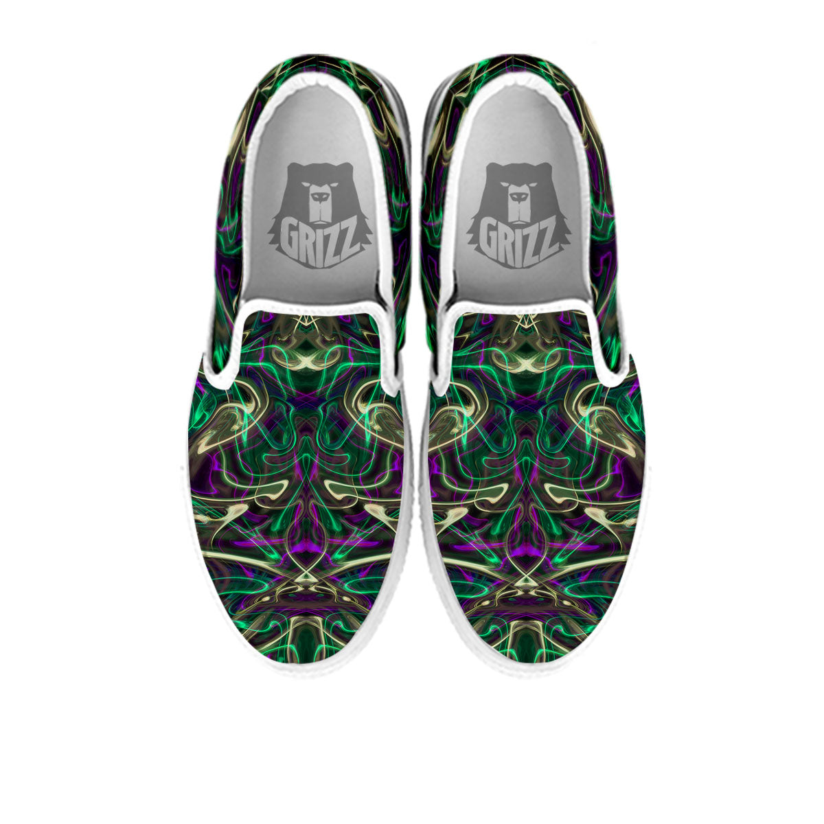 Trippy Smoke Psychedelic Print White Slip On Shoes-grizzshop