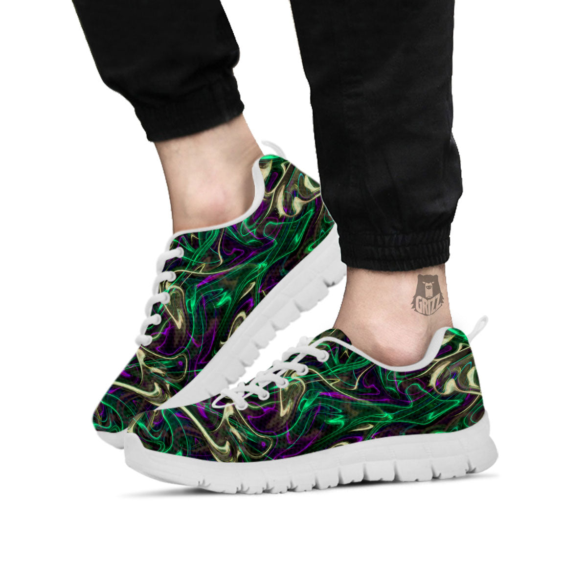 Trippy Smoke Psychedelic Print White Sneaker-grizzshop