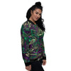 Trippy Smoke Psychedelic Print Women's Bomber Jacket-grizzshop