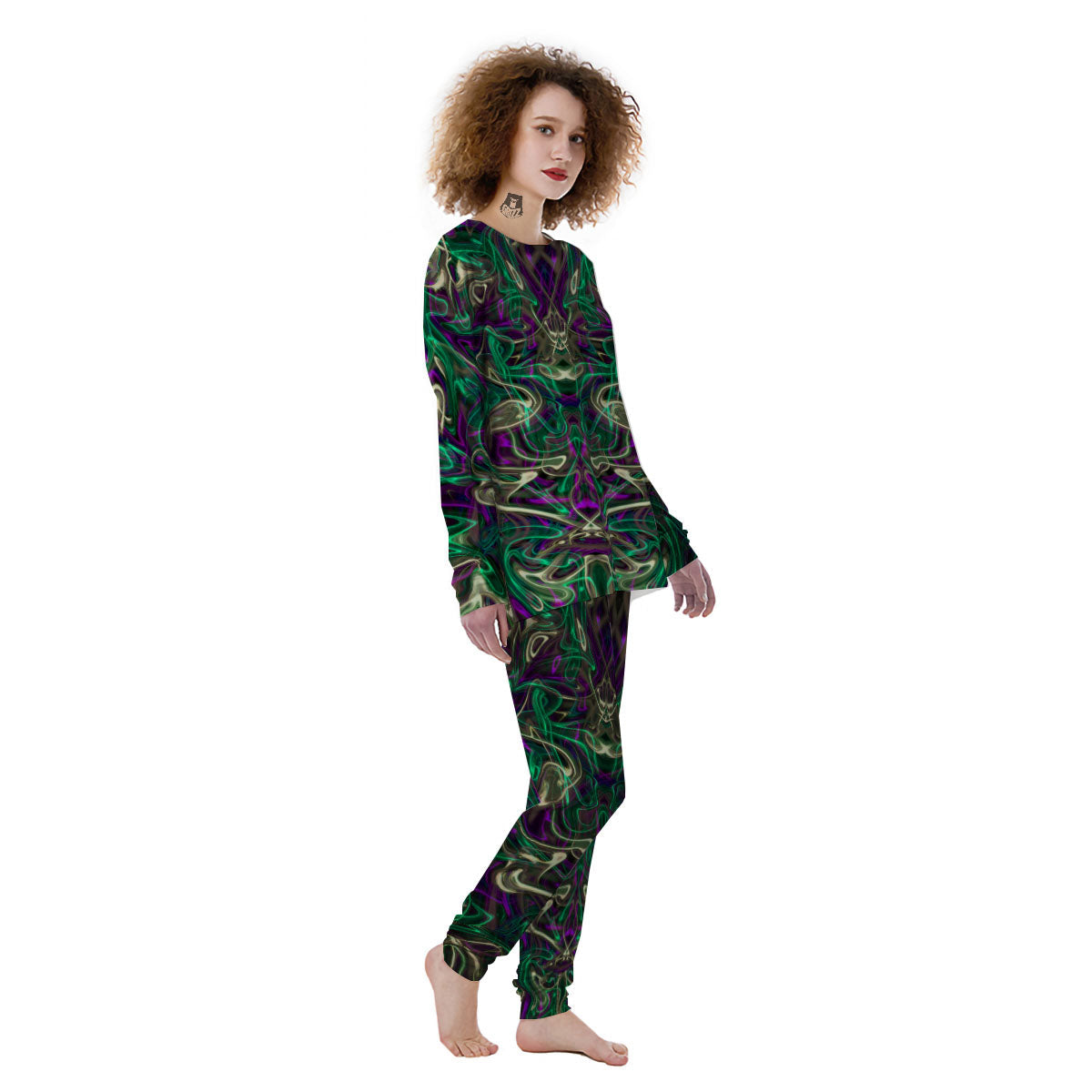 Trippy Smoke Psychedelic Print Women's Pajamas-grizzshop