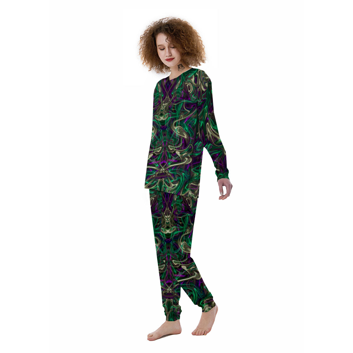 Trippy Smoke Psychedelic Print Women's Pajamas-grizzshop