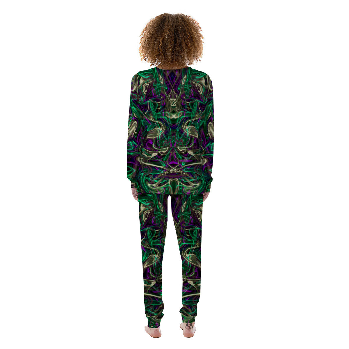 Trippy Smoke Psychedelic Print Women's Pajamas-grizzshop